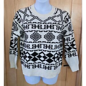 Lane Bryant 14/16 Black & White Geometric Pattern Sweater geometric cottagecore